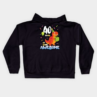 40th Birthday Dinosaur Dino Lover Themed 40 Year Kids Hoodie